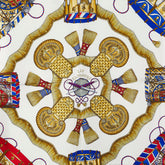 エルメス カレ90 タンブールの太鼓 LES TAMBOURS スカーフ ブルー ホワイト マルチカラー シルク レディース HERMES 【中古】